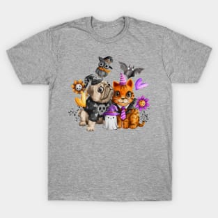 Cat and Dog Halloween T-Shirt